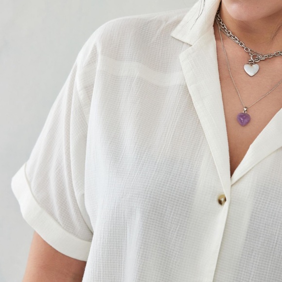 NWT UO London Dobby crop button up shirt - Picture 3 of 8